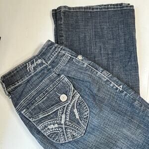 Hydraulic Women's High Rise Flare Boot Cut jeans with White Stitching Size 16W